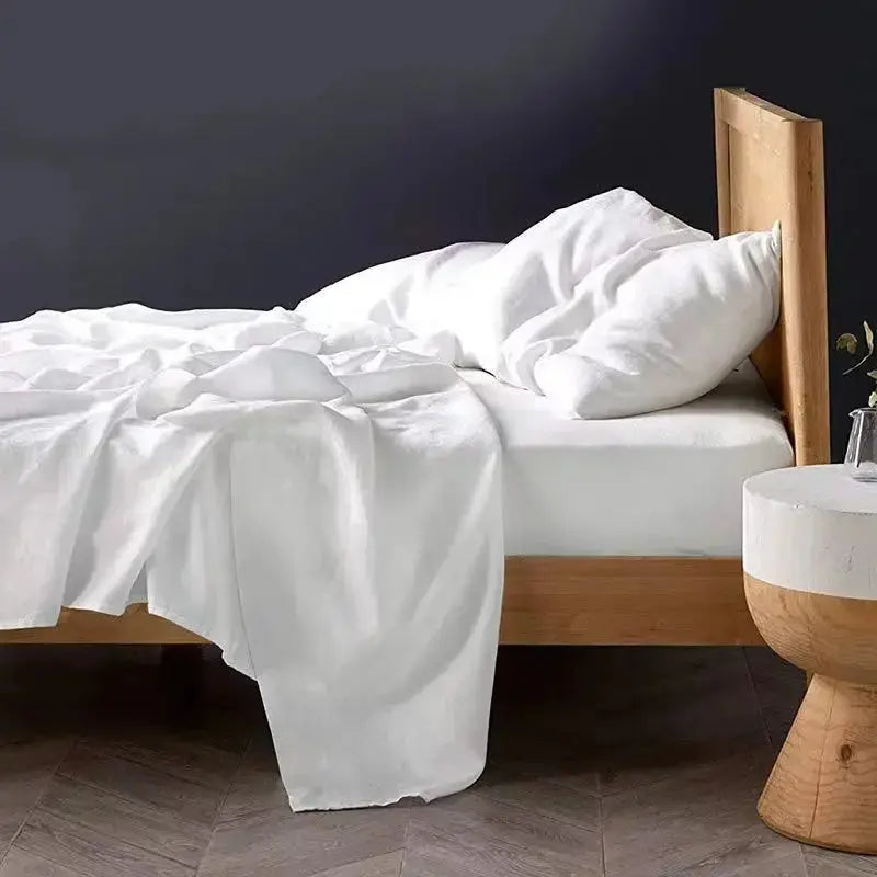 3-delat Bäddset i 100 % Tvättat Linne – Naturligt Flax med Lakan & 2 Örngott - Velinoro.com