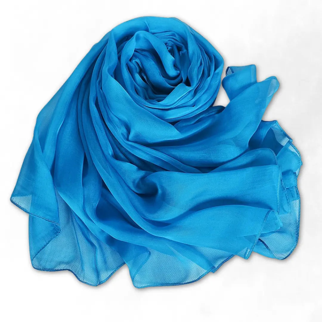 Sidensjal i 100 % Mullbärssilke – 180×110 cm | Velinoro Scarves Velinoro Peacock blue