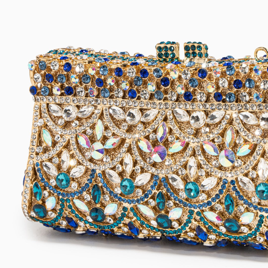 Clutchväska i veganskt läder med strass – elegant clutchbag 17.5x6x9.5 cm Kuvertväska Velinoro