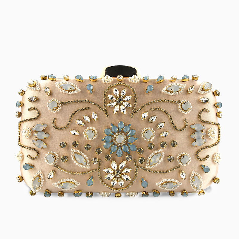 Pärlbroderad kuvertväska i polyester – elegant clutchbag 20x6x13 cm Kuvertväska Velinoro Champagne