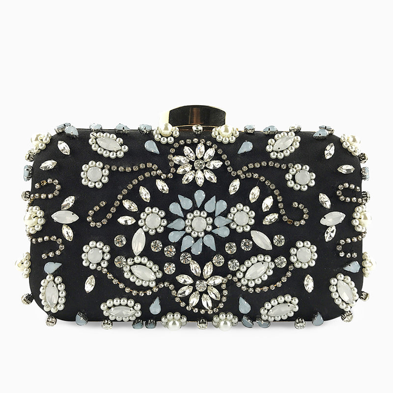 Pärlbroderad kuvertväska i polyester – elegant clutchbag 20x6x13 cm Kuvertväska Velinoro Black