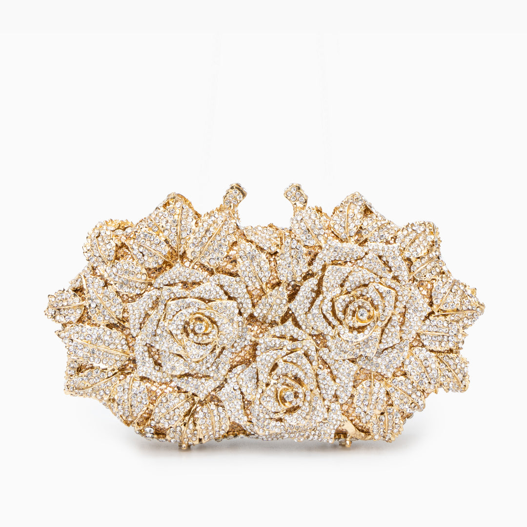 Clutchväska i Veganskt Läder med Roséfärgade Rhinestones – 22x6x12 cm Kuvertväska Velinoro Default