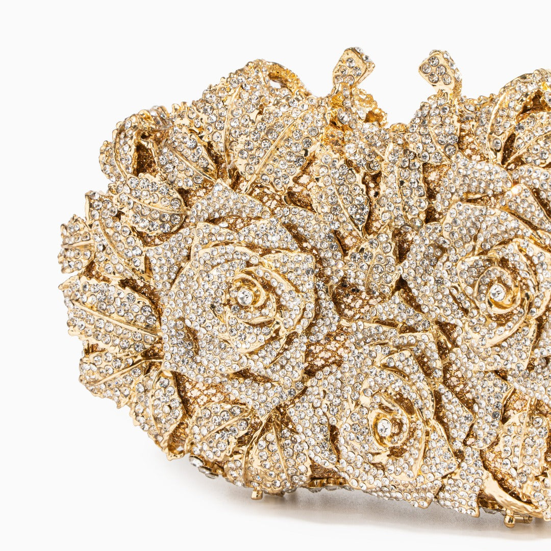 Clutchväska i Veganskt Läder med Roséfärgade Rhinestones – 22x6x12 cm Kuvertväska Velinoro