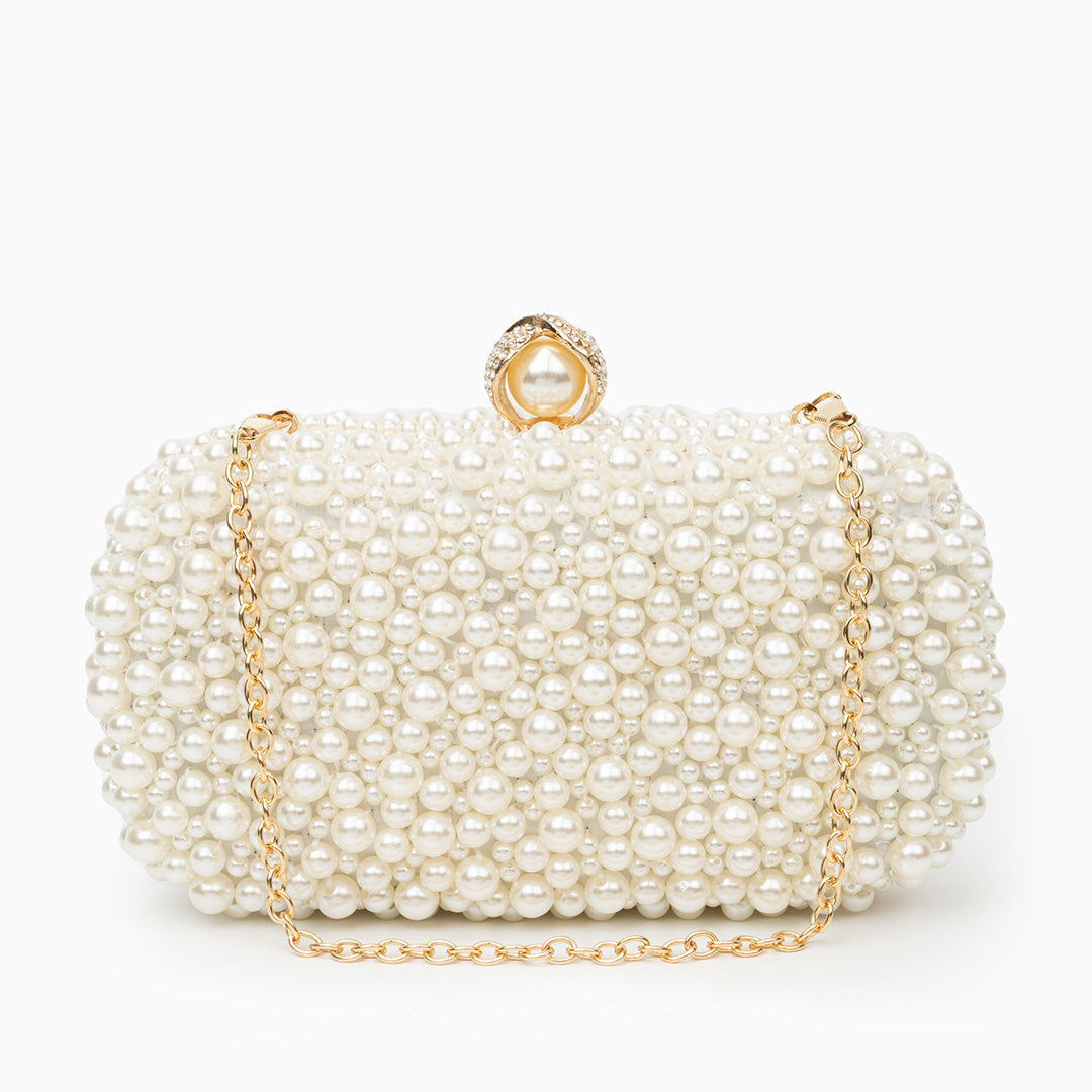 Satin Clutchväska med pärlor – elegant clutchbag 19x6x10 cm Kuvertväska Velinoro Default