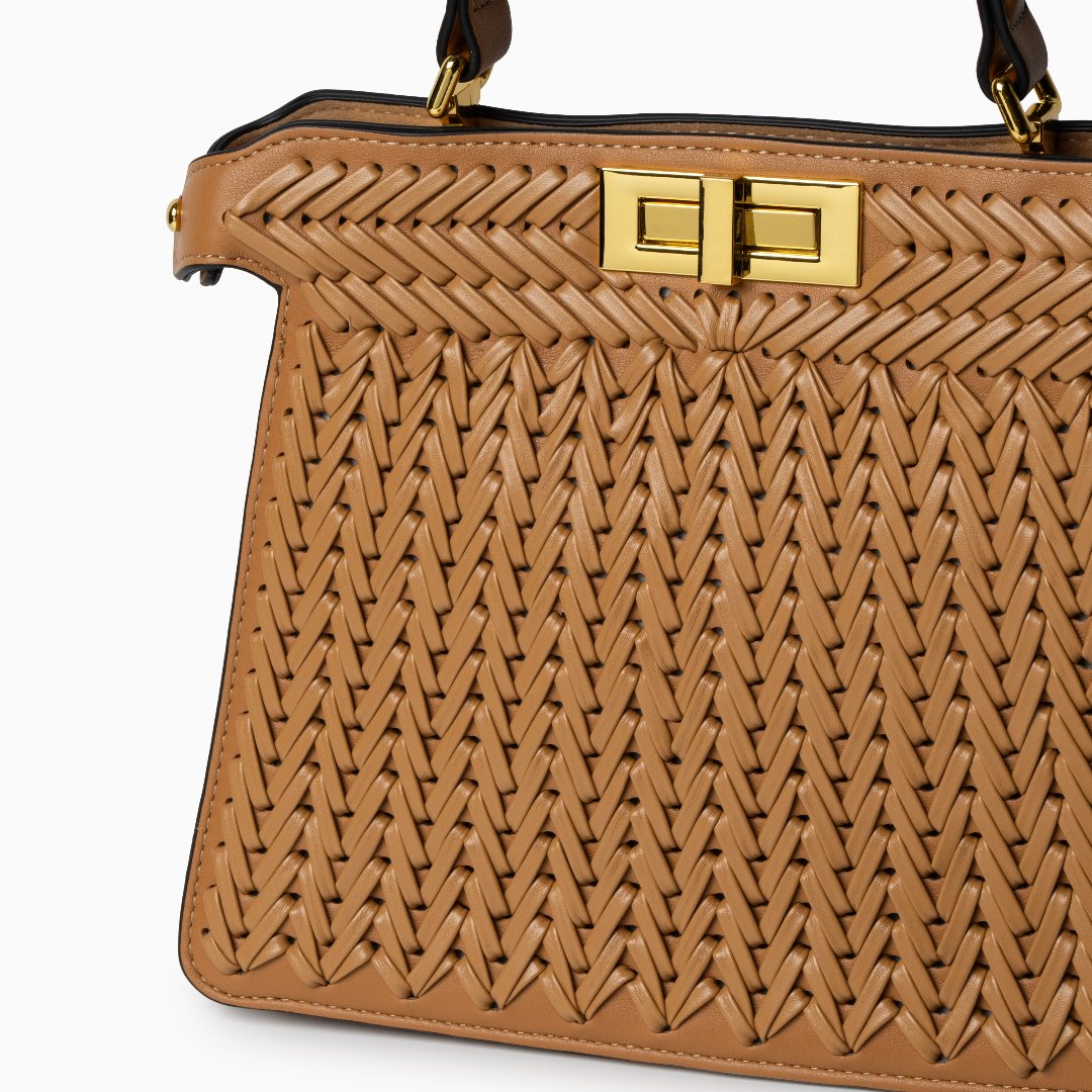 Vävd Handväska i Veganskt Läder – Elegant Design med Axelrem, 27x12x22 cm Handväskor Velinoro