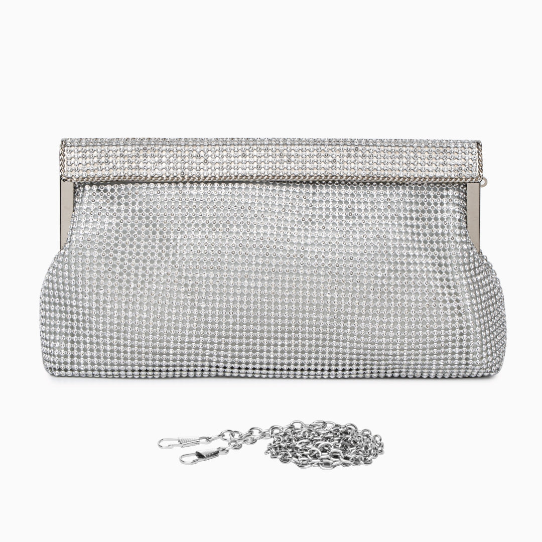 Clutchväska med Diamantdetaljer – Glittrig Aftonväska 26x3,5x14,5 cm Kuvertväska Velinoro