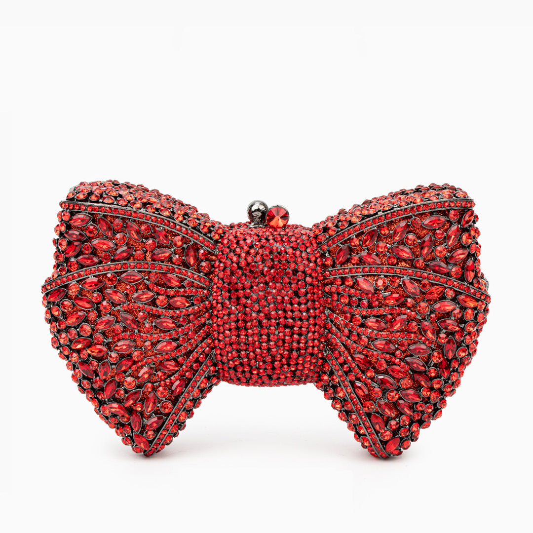Clutchväska i Veganskt Läder med Rosettdesign & Strass – Festväska 18x4,5x13 cm Kuvertväska Velinoro Default