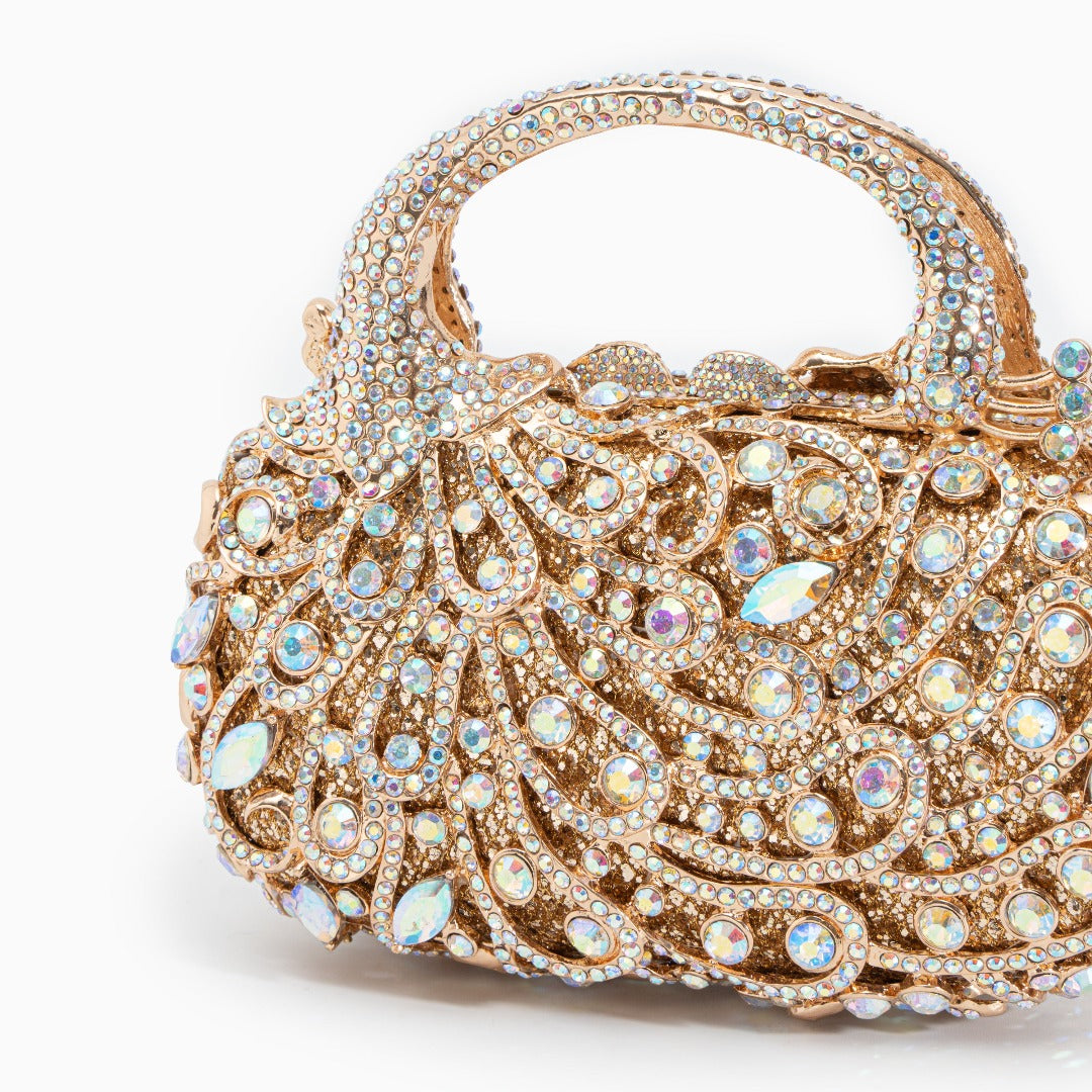 Statementväska i Veganskt Läder med Rhinestones – Glamourös & Unik Design, 19,5x8x16,5 cm Handväskor Velinoro