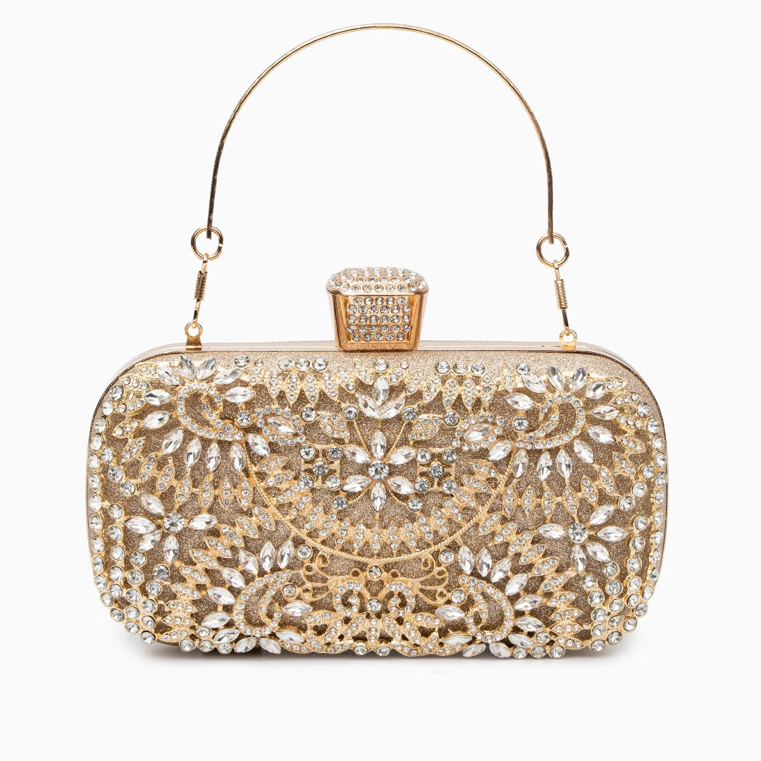 Lyxig Blomformad Clutchväska – Elegant Aftonväska 19x1,6x14 cm Kuvertväska Velinoro Guld