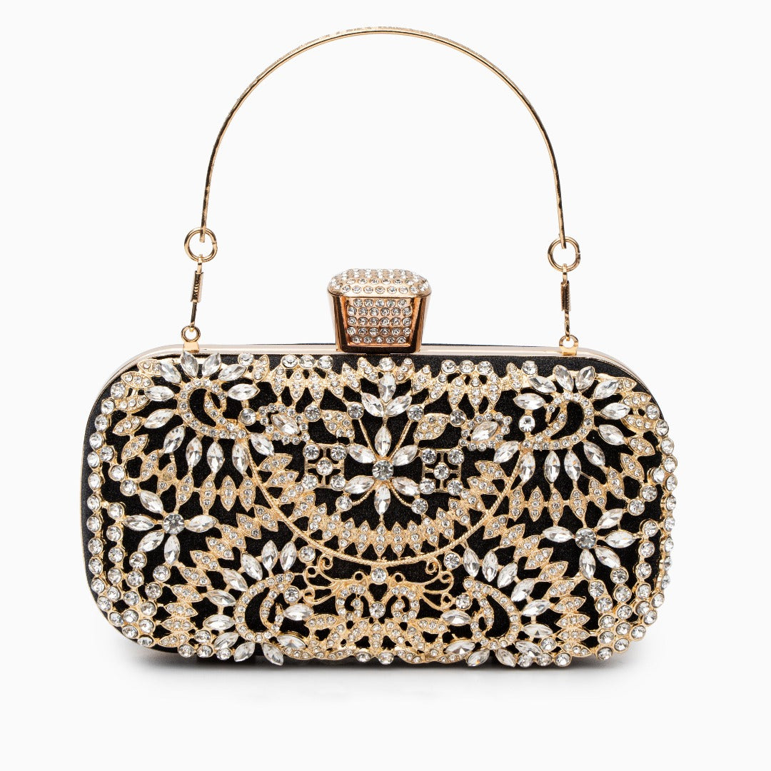 Lyxig Blomformad Clutchväska – Elegant Aftonväska 19x1,6x14 cm Kuvertväska Velinoro Svart
