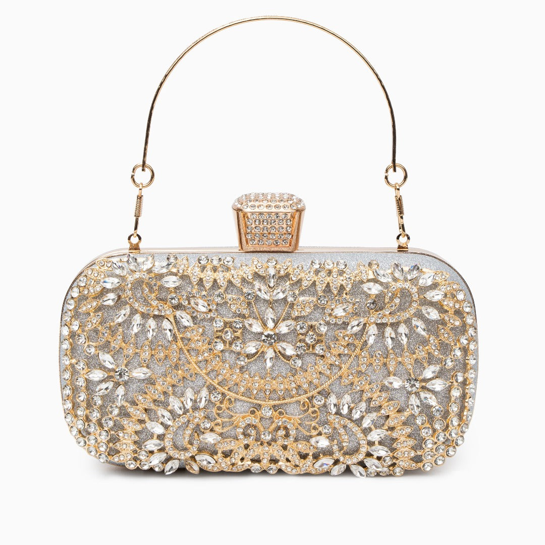 Lyxig Blomformad Clutchväska – Elegant Aftonväska 19x1,6x14 cm Kuvertväska Velinoro Silver