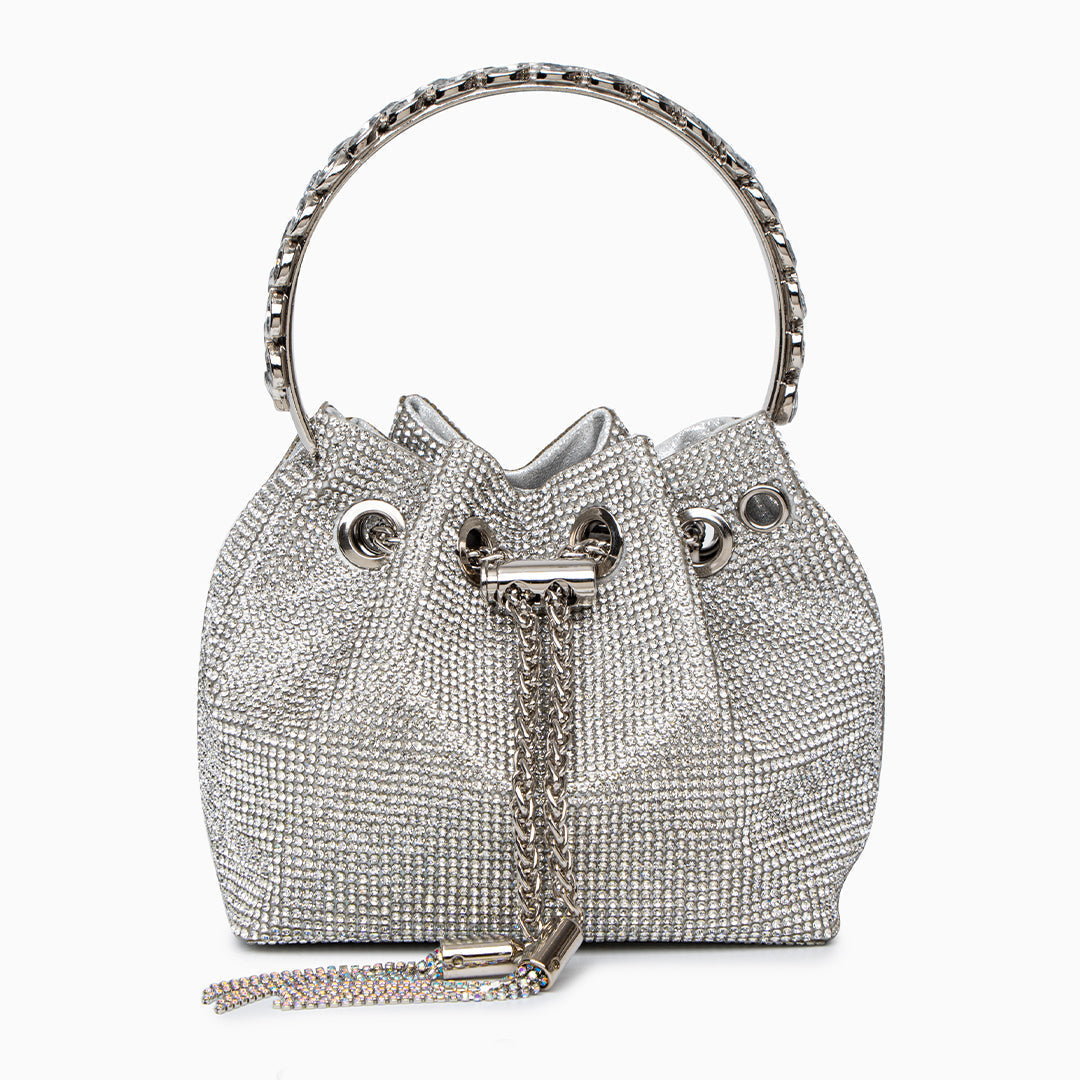 Silverväska i Veganskt PU med Rhinestones – Glittrande & Kompakt, 15x14x10 cm Handväskor Velinoro Default