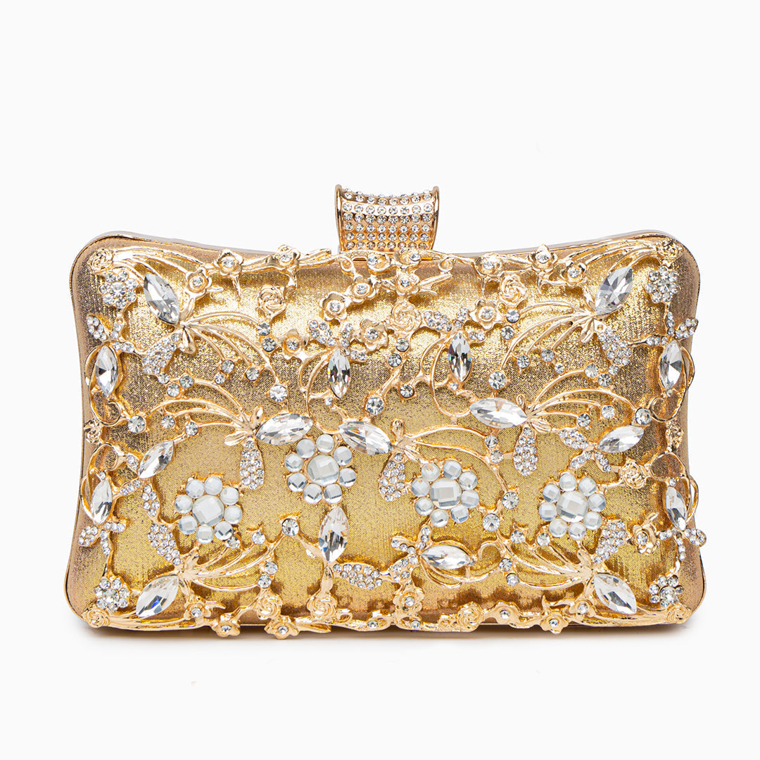 Stilren Clutchväska i Syntetläder – Vegansk Festväska 20x12x8 cm Kuvertväska Velinoro Guld
