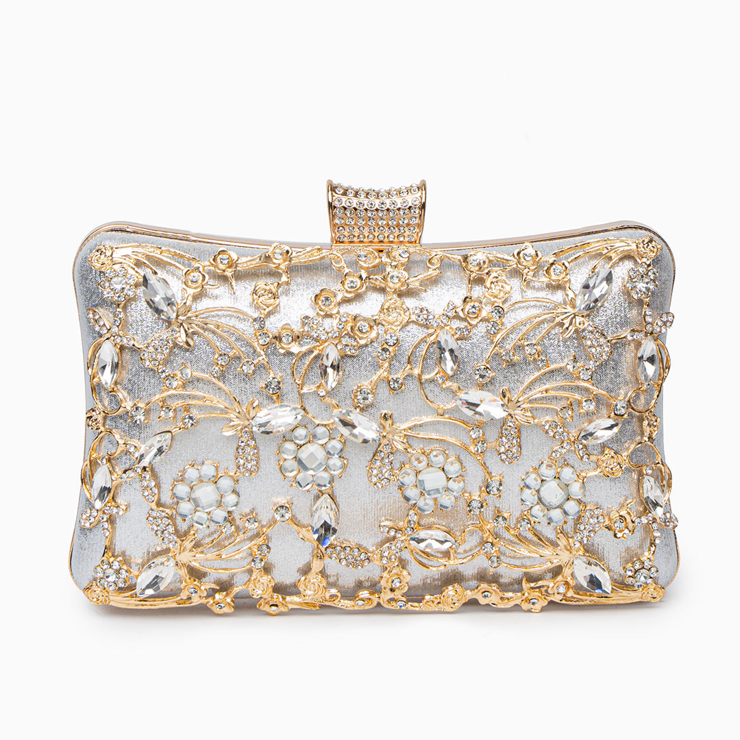 Stilren Clutchväska i Syntetläder – Vegansk Festväska 20x12x8 cm Kuvertväska Velinoro Silver