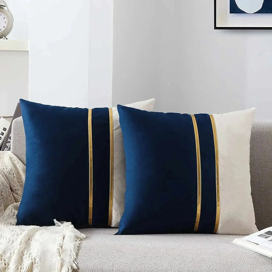 2-pack Kuddfodral i Sammet – Blå & Guld 45×45 cm | Velinoro Velinoro