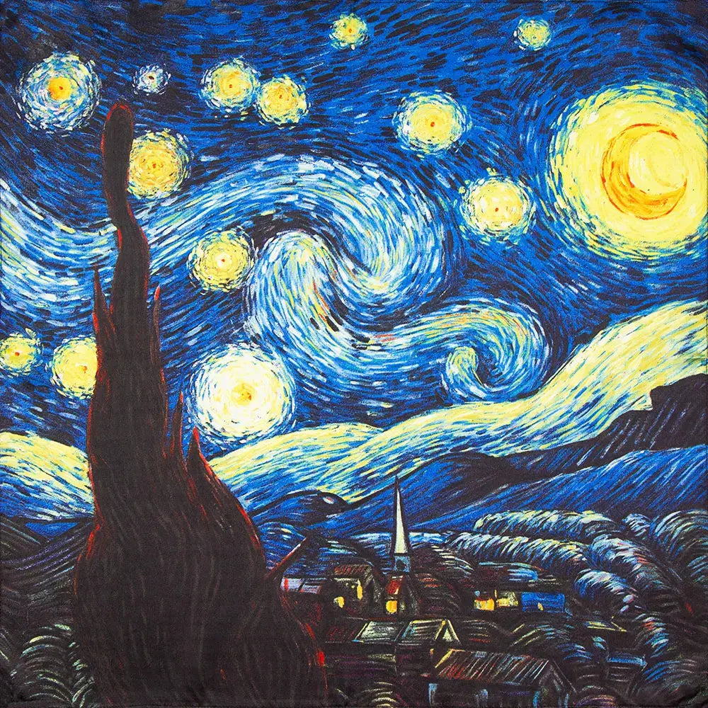 Sidenhalsduk i 100 % Silke – Kvadratisk Bandana 53×53 | Velinoro Scarves Ali 14 Starry Night 53cm x 53cm