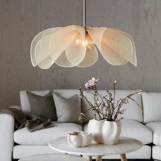 Wabi Sabi Taklampa i Tyg – Blomformad Ø50 cm | Velinoro Velinoro