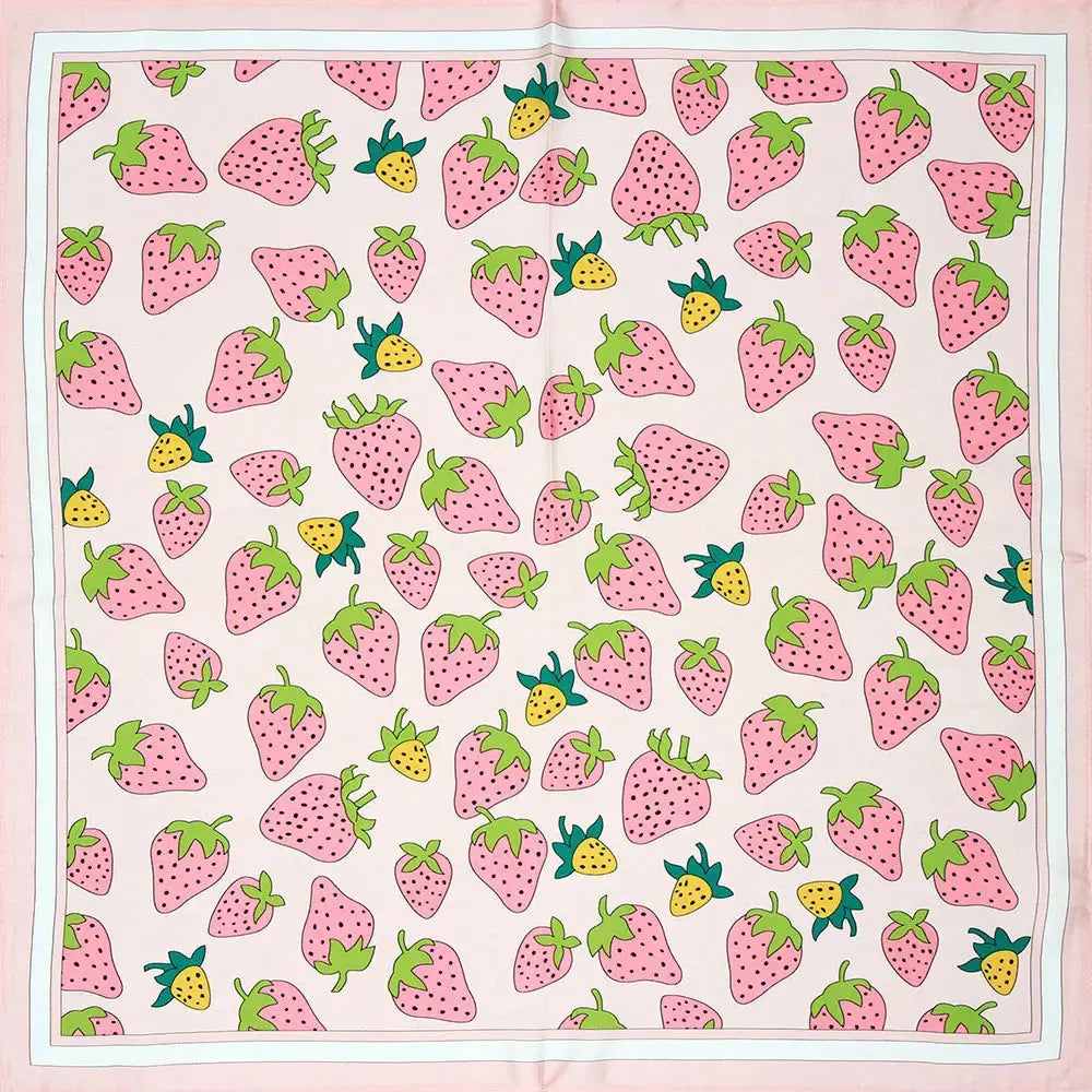 Sidenhalsduk i 100 % Silke – Kvadratisk Bandana 53×53 | Velinoro Scarves Ali 23 Strawberry A 53cm x 53cm