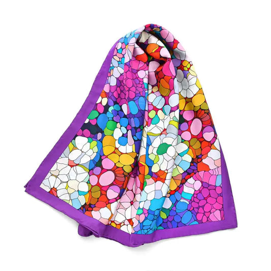 Lila Sidenscarf 90x90 – Äkta Twillsiden med Elegant Tryck - Velinoro.com