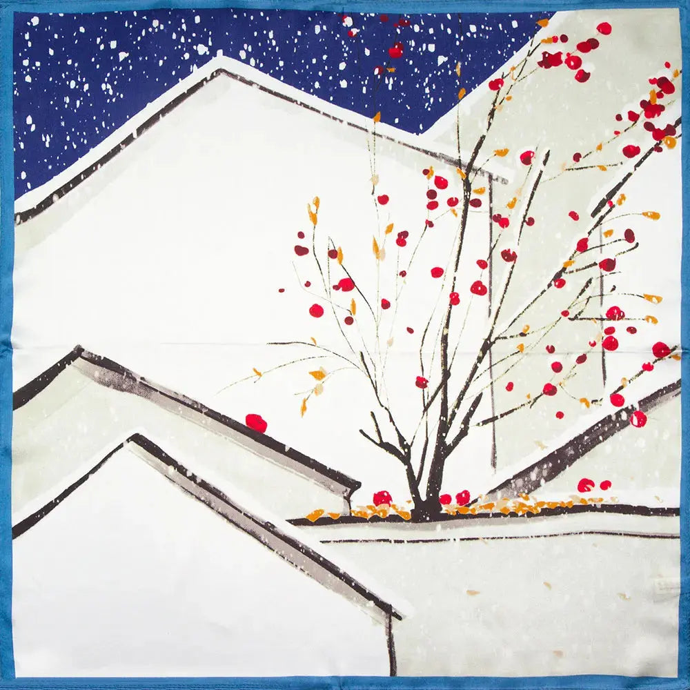 Sidenhalsduk i 100 % Silke – Kvadratisk Bandana 53×53 | Velinoro Scarves Ali 18 Persimmon tree 53cm x 53cm