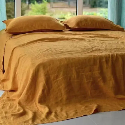 3-delat Bäddset i 100 % Tvättat Linne – Naturligt Flax med Lakan & 2 Örngott - Velinoro.com
