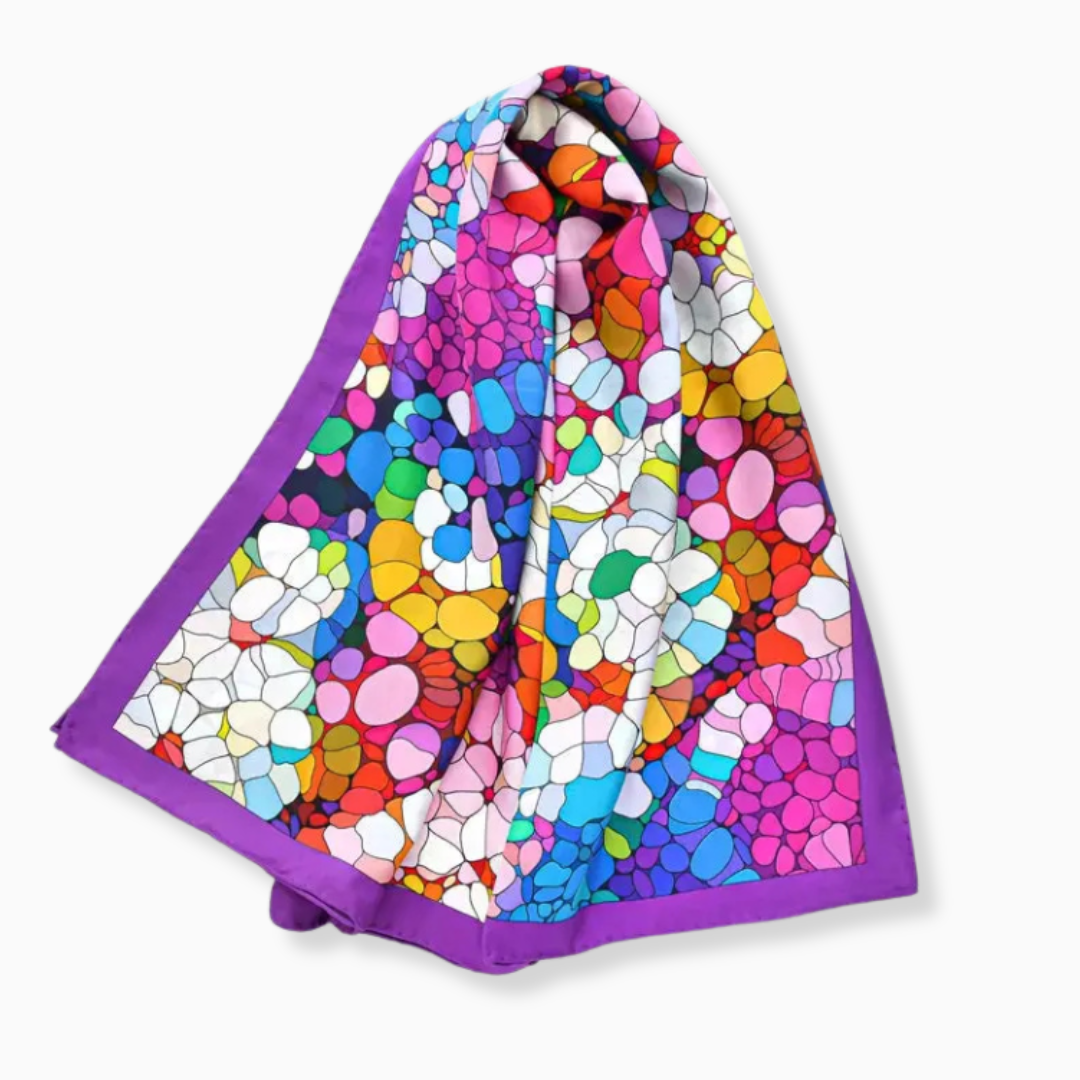 Lila Sidenscarf 90×90 i Twillsiden – Handrullad & Tryckt | Velinoro Scarves Ali