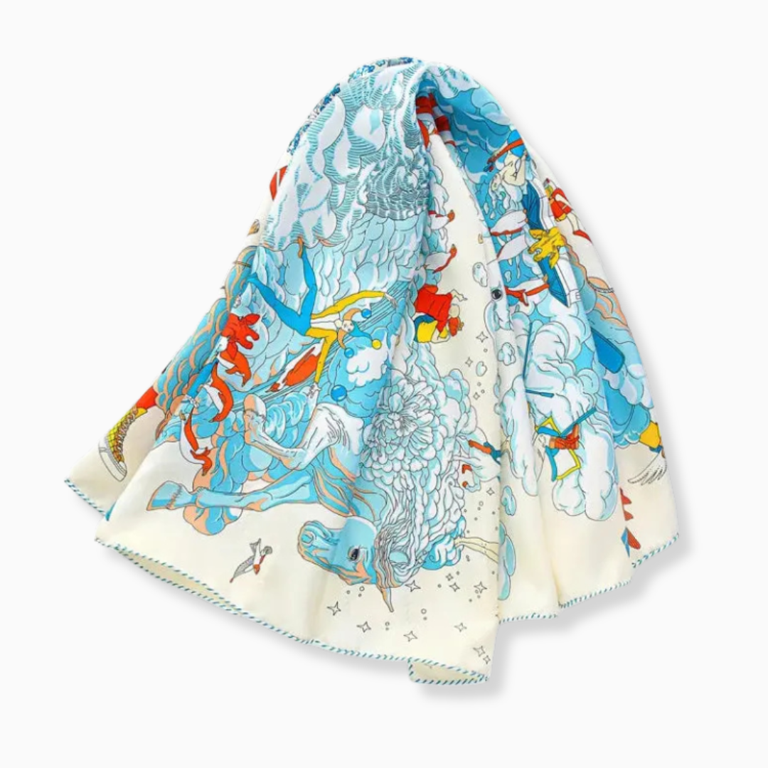 Sidenscarf “Cloud Dream” i Beige Twillsiden – 90×90 | Velinoro Scarves Ali