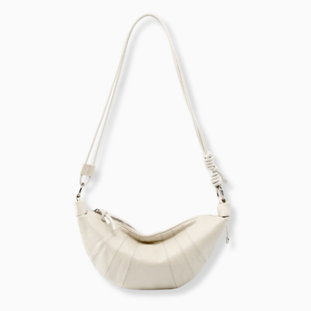 Croissantformad Handväska i Äkta Läder – Elegant & Rymlig Design, 34x5x18 cm Handväska Velinoro Beige