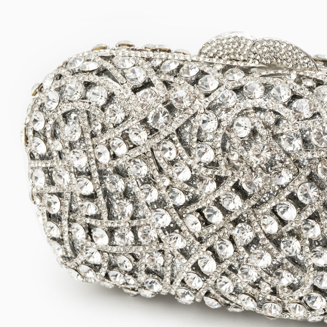 Glittrig Clutchväska med Rhinestones & Mönster – Lyxig Aftonväska 19x6x10 cm Kuvertväska Velinoro