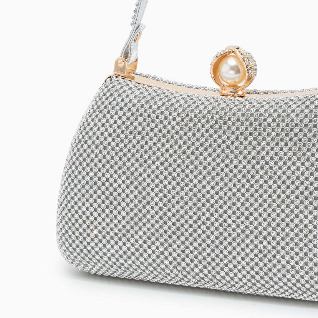 Vintageinspirerad Glittrande Handväska med Pärldetalj – Elegant & Rymlig, 22x8x25 cm Handväskor Velinoro